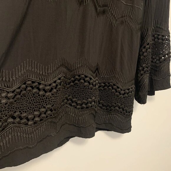 NWOT La Blanca Black Crochet V-Neck Bell Sleeve Swim Cover-Up Tunic XL - Picture 2 of 13